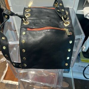 Hammitt Black and Gold Structured Leather Bag with Stud Details
